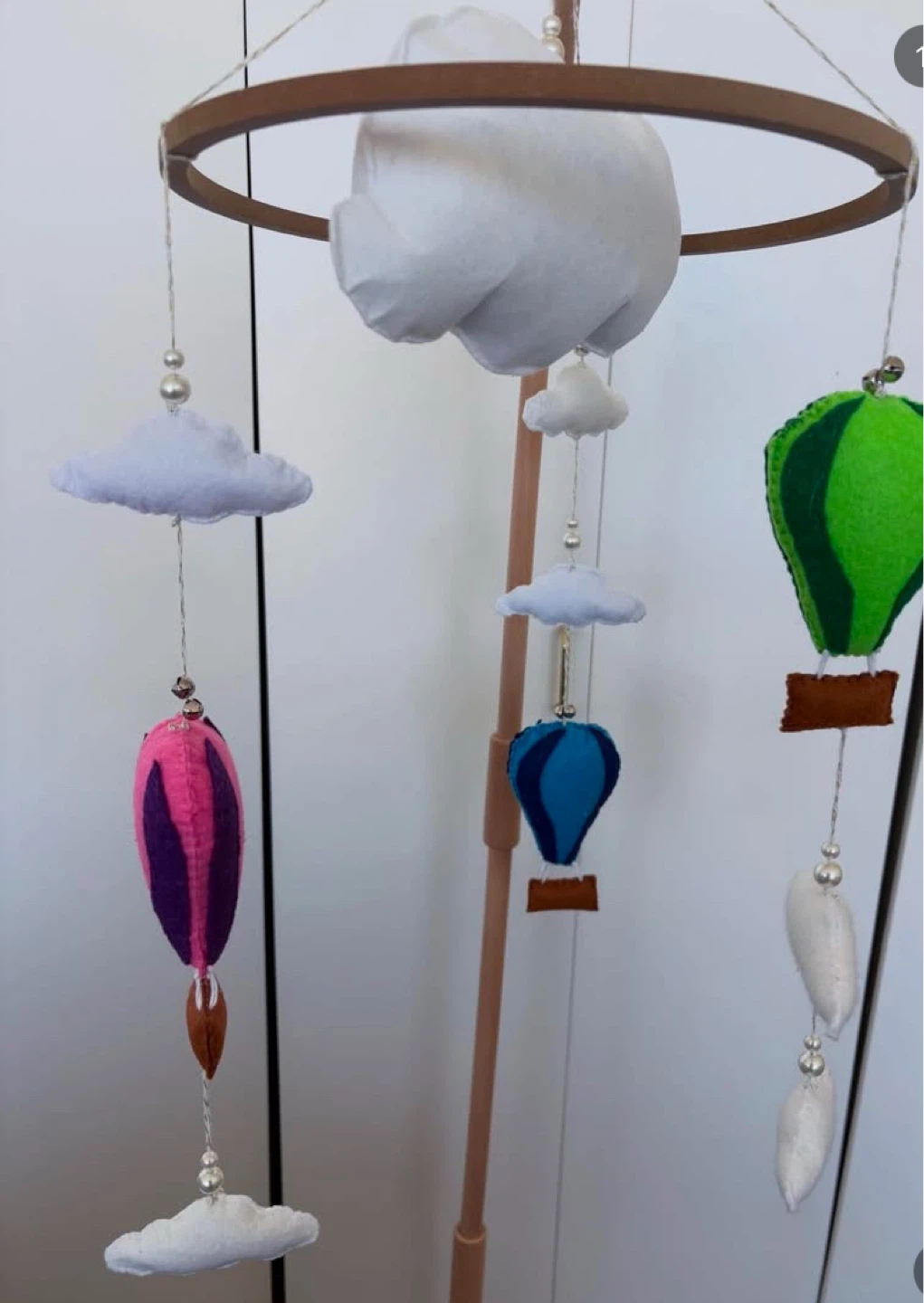 Hot Air Balloon and Cloud Baby Mobile