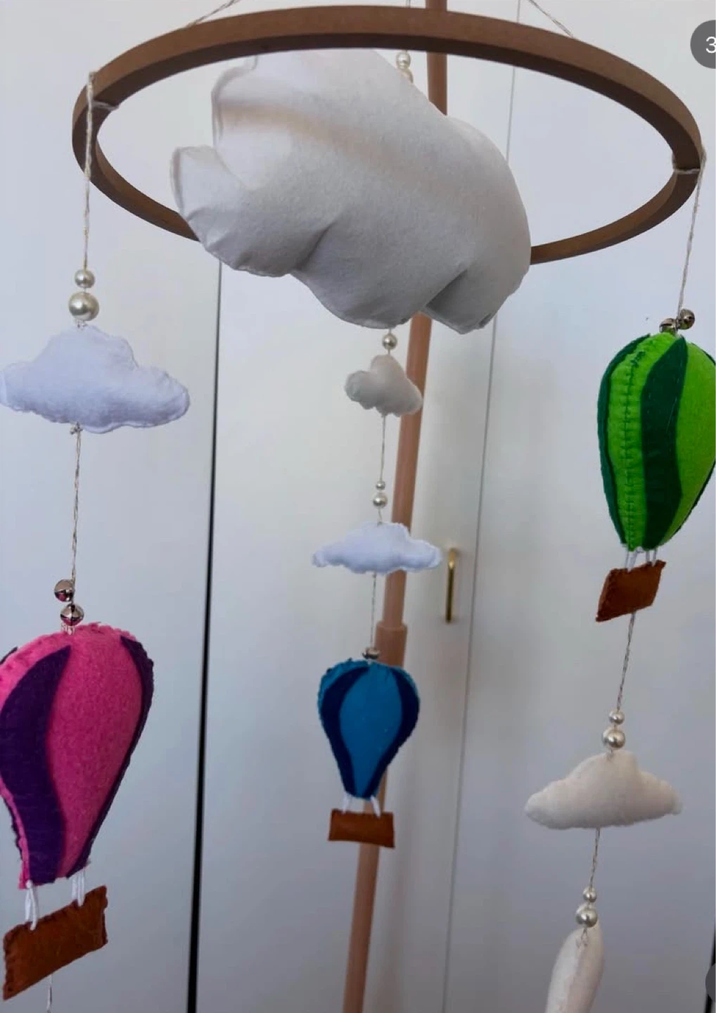 Hot Air Balloon and Cloud Baby Mobile - photo 2