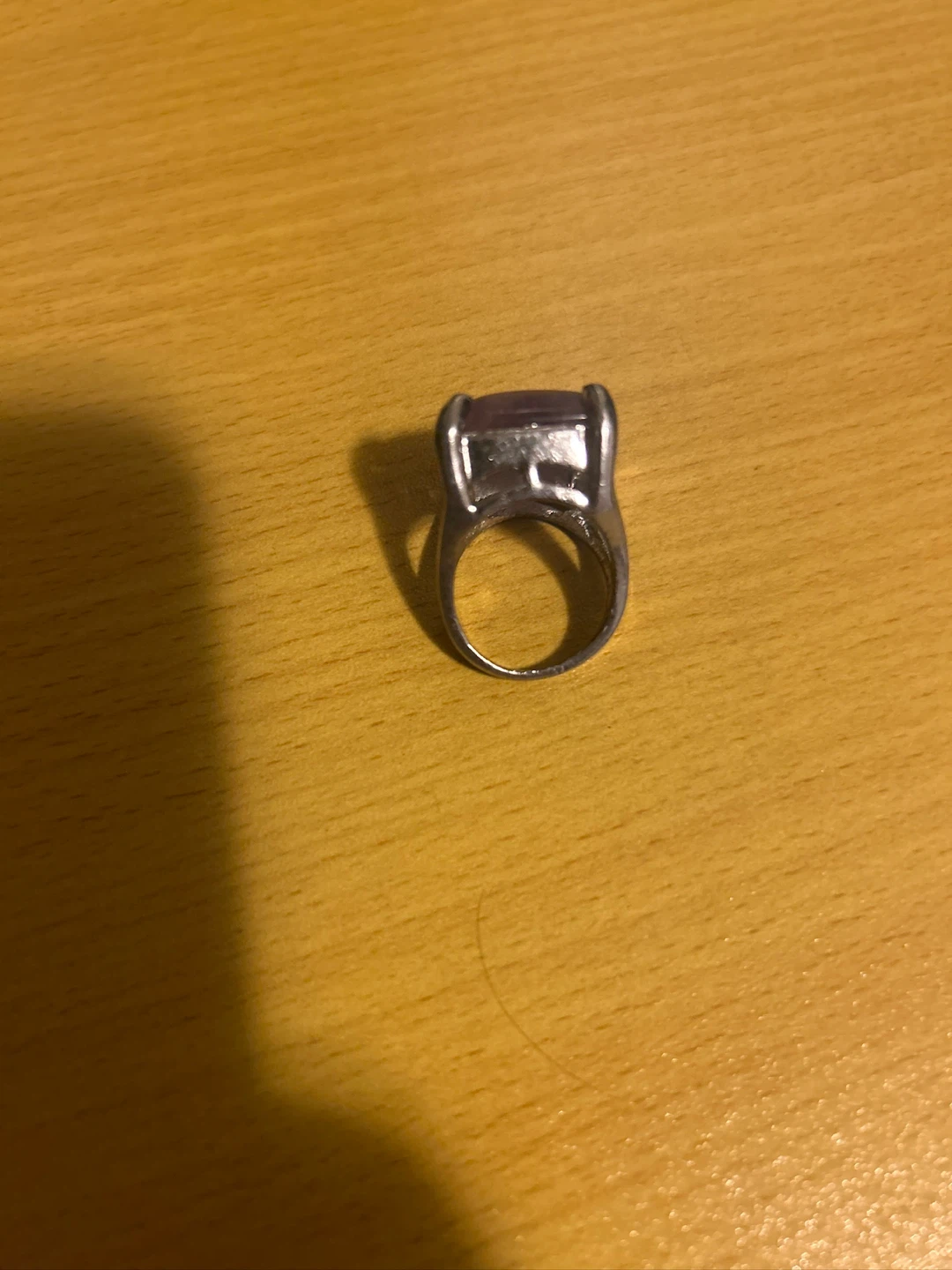 Silver-tone ring with purple stone - photo 5