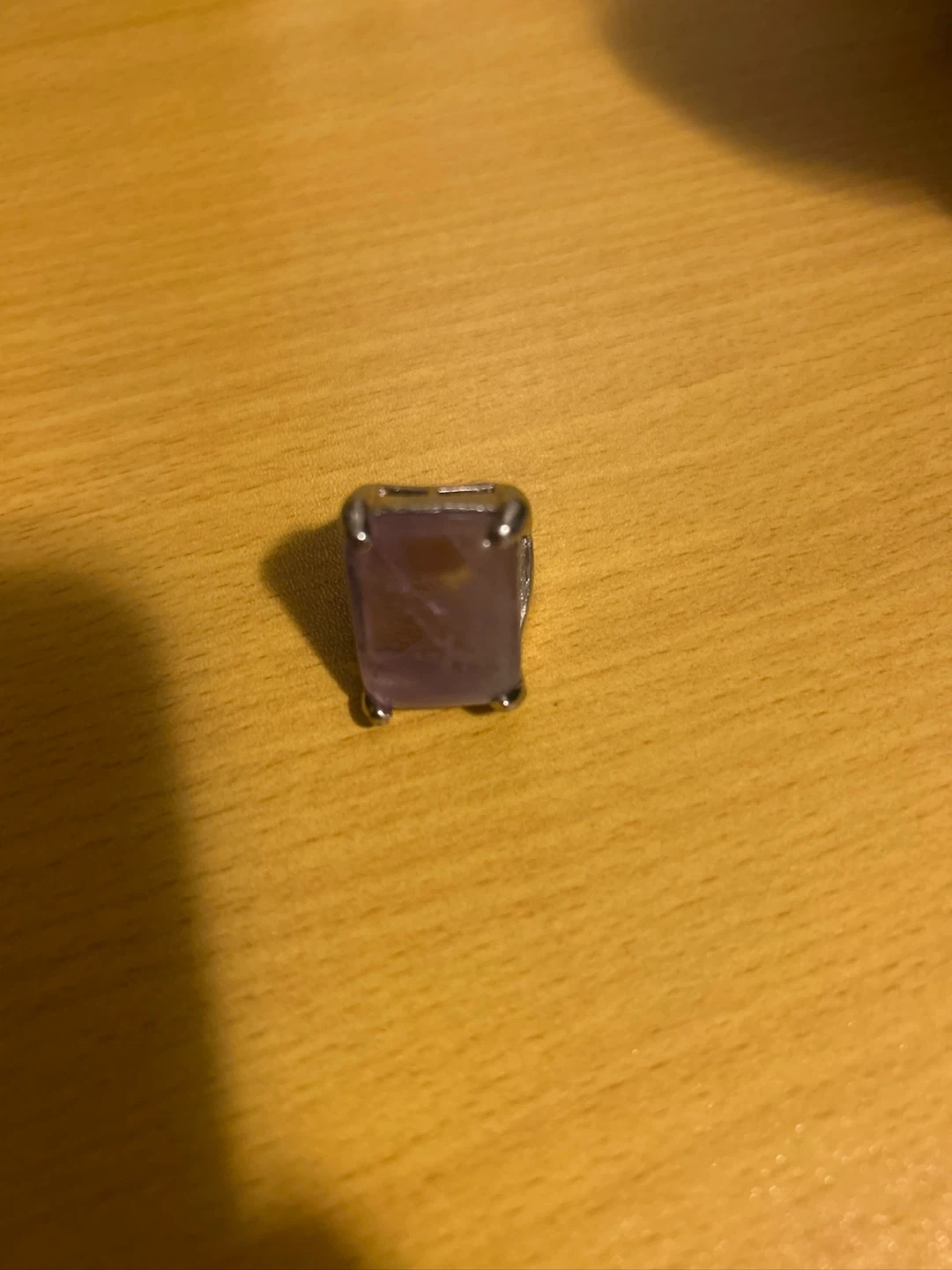 Silver-tone ring with purple stone - photo 4