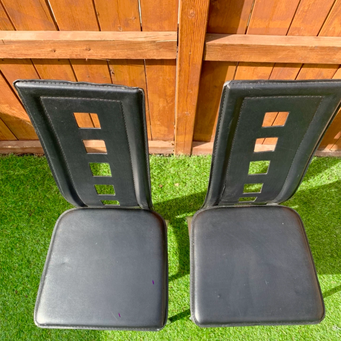 Dining Chairs Set 2 Black Faux Leather Chair Furniture - photo 4