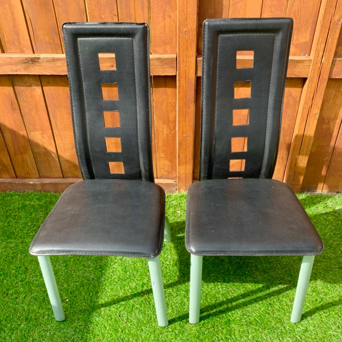 Dining Chairs Set 2 Black Faux Leather Chair Furniture