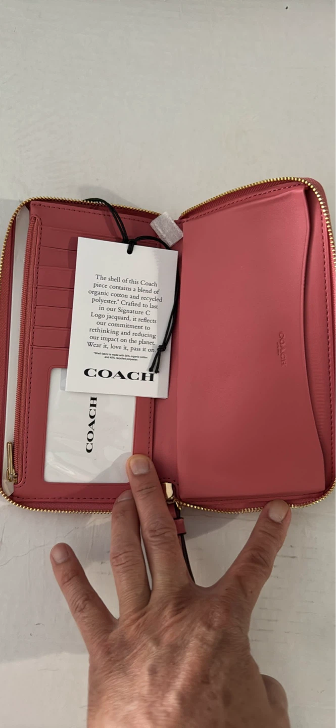 Coach Zip Around Wallet Pink Signature Stripe - photo 2