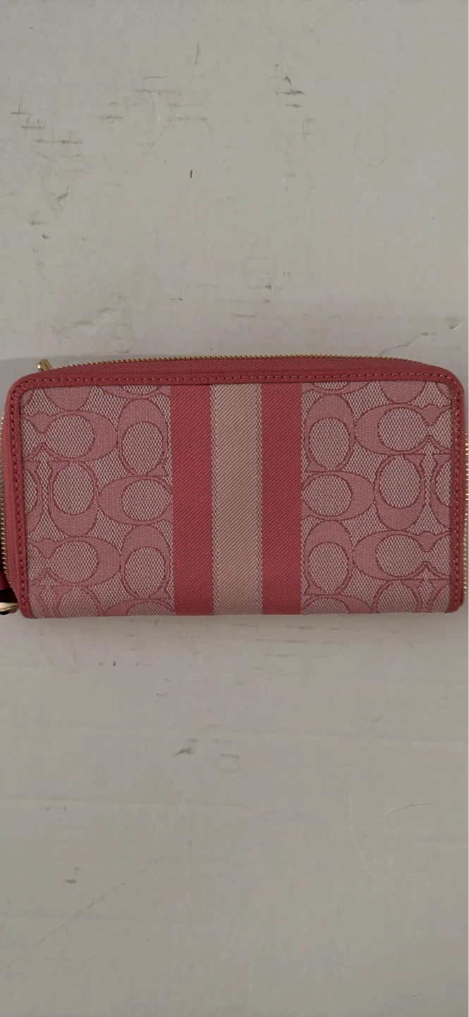 Coach Zip Around Wallet Pink Signature Stripe - photo 3
