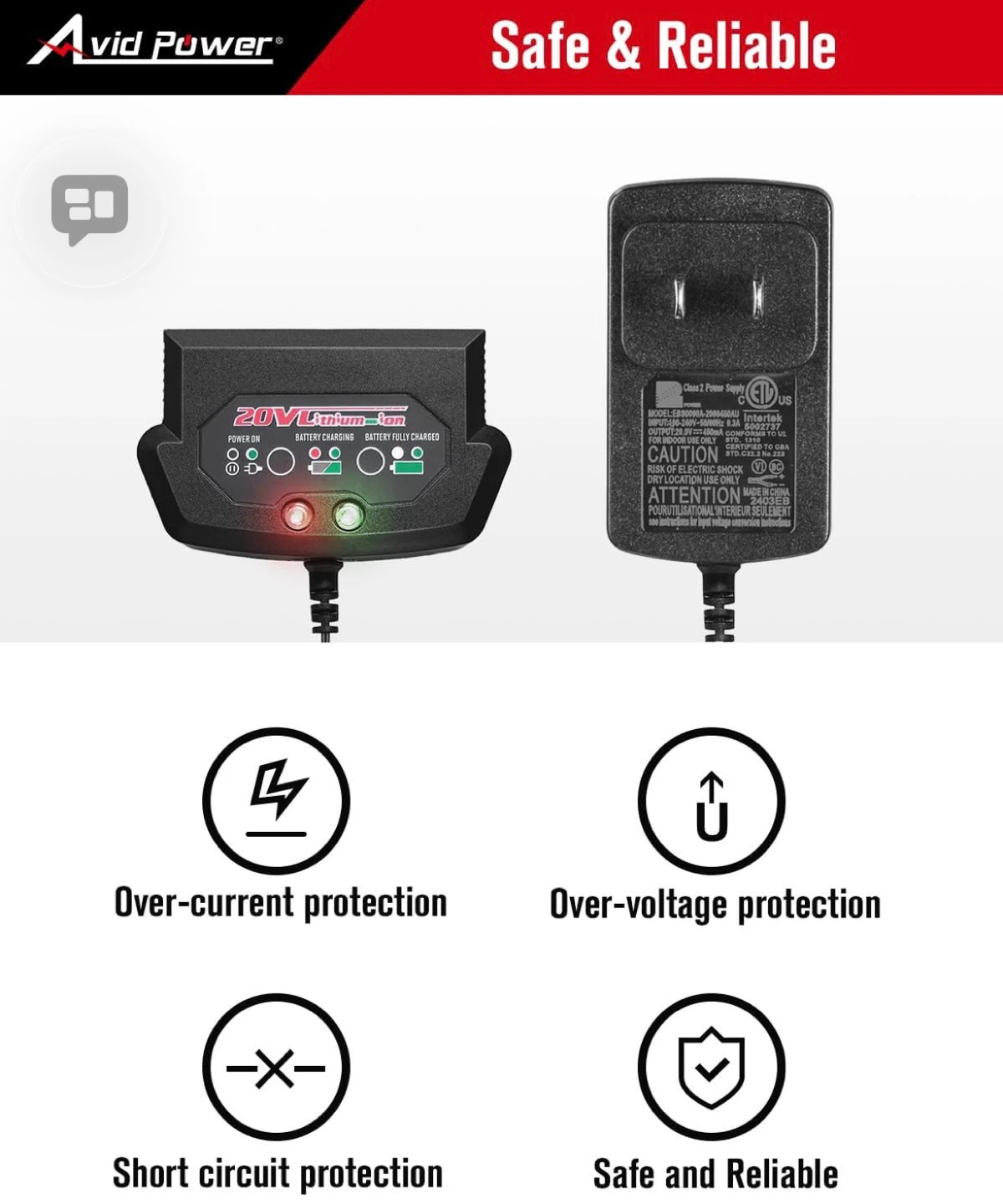Avid Power 20V Lithium-ion Battery Charger - photo 3