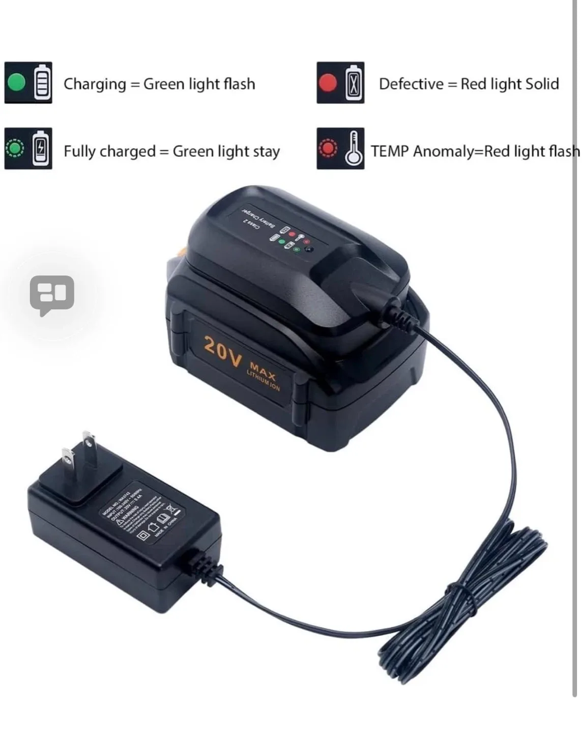 WORX 20V Lithium Battery Charger