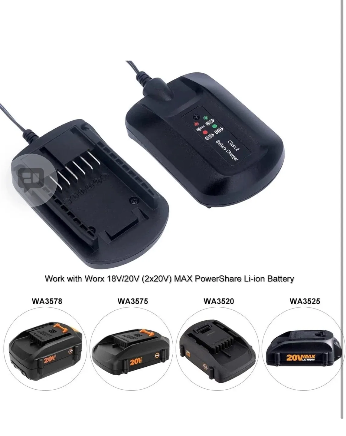 WORX 20V Lithium Battery Charger - photo 3