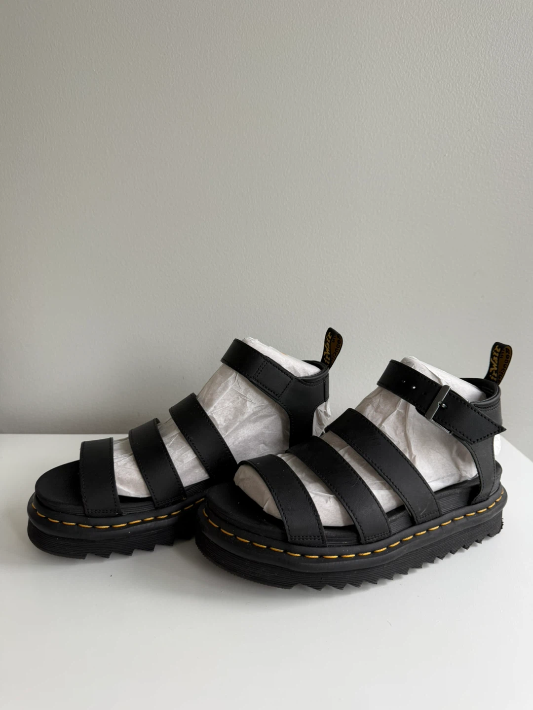 Dr. Martens Black Leather Platform Sandals Size US 8 - photo 2