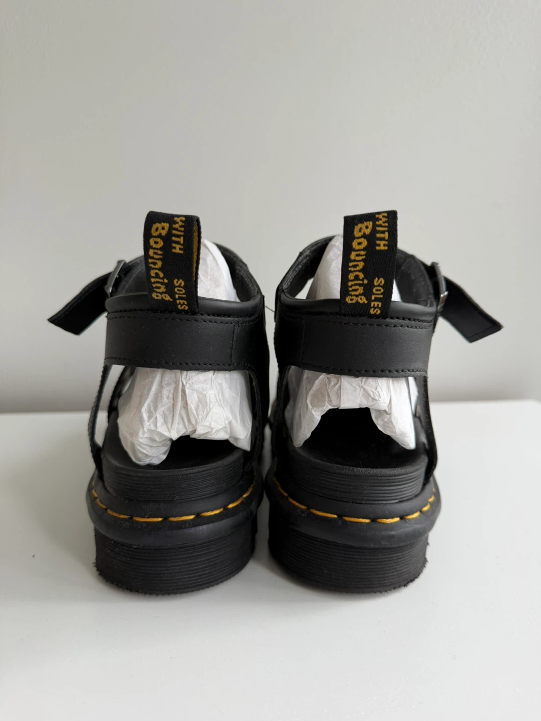 Dr. Martens Black Leather Platform Sandals Size US 8 - photo 3