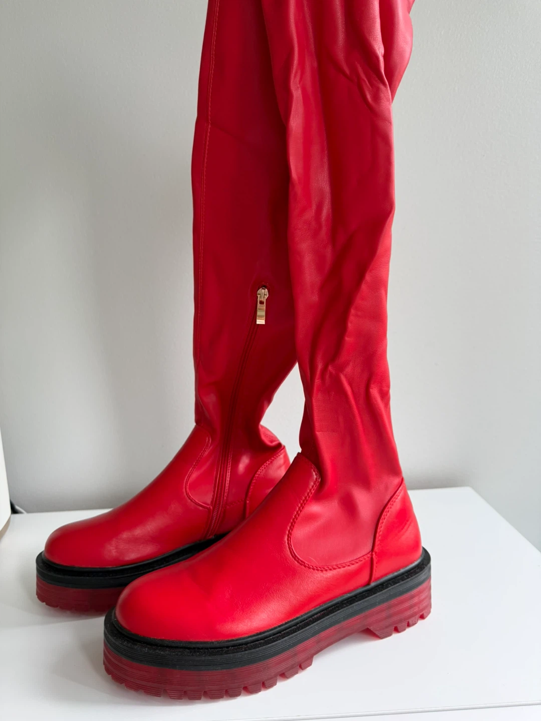Red Over-the-Knee Platform Boots - photo 4