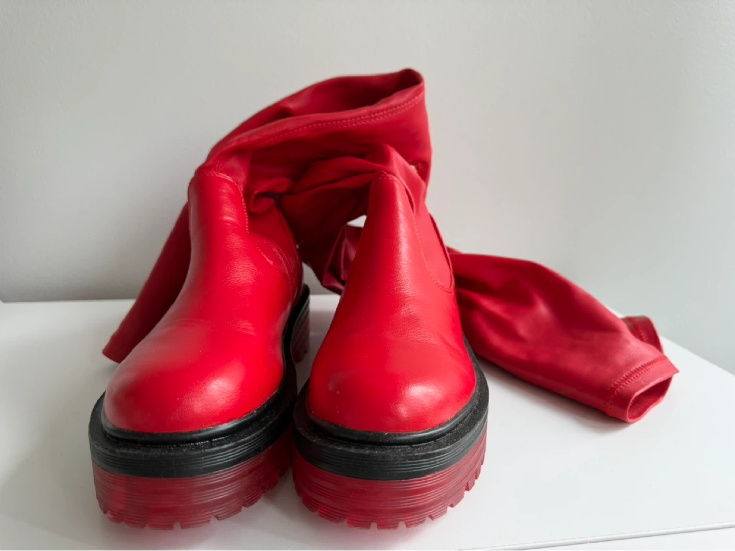 Red Over-the-Knee Platform Boots - photo 2
