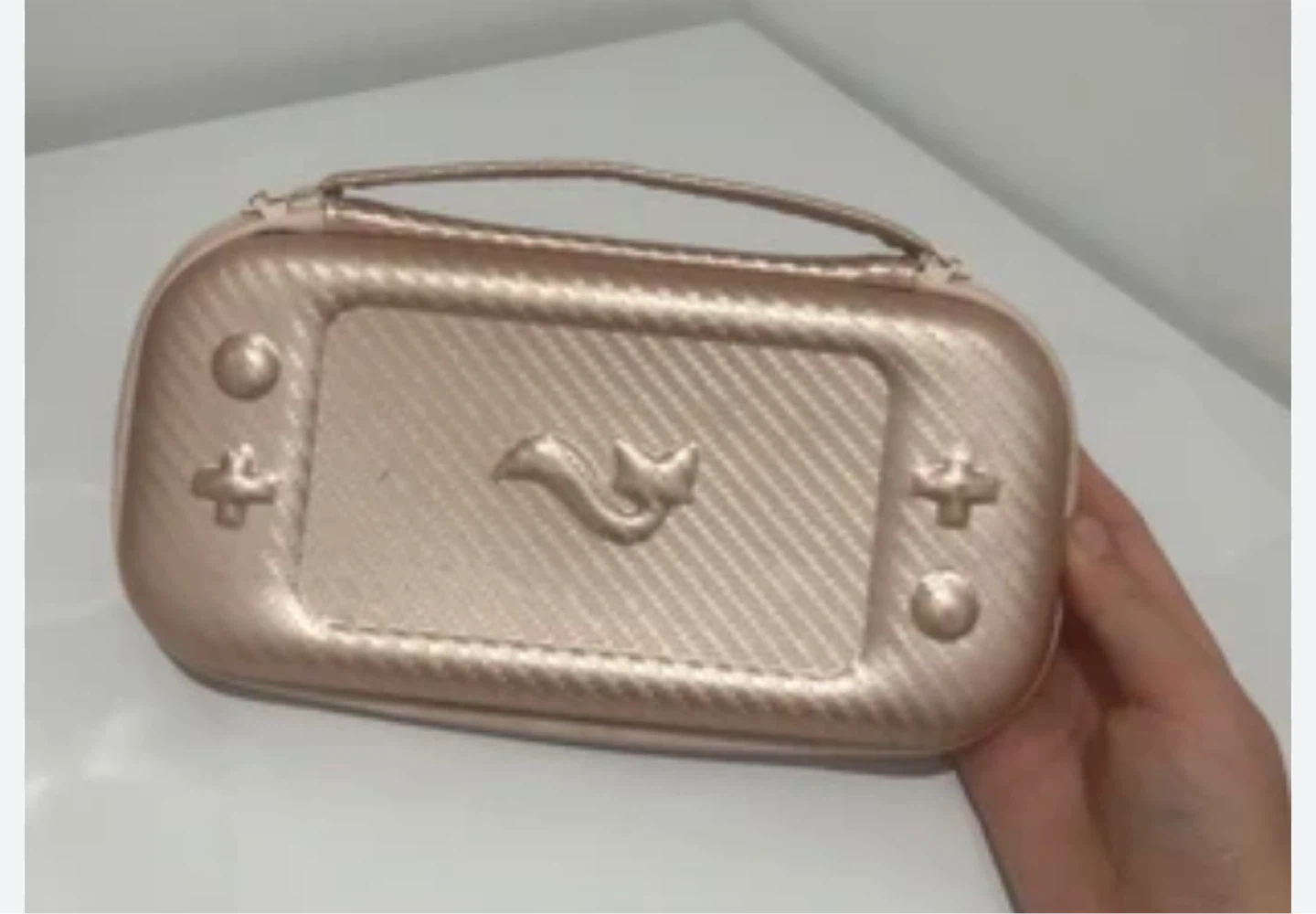 Rose Gold Nintendo Switch Lite Carrying Case with Fox Emblem