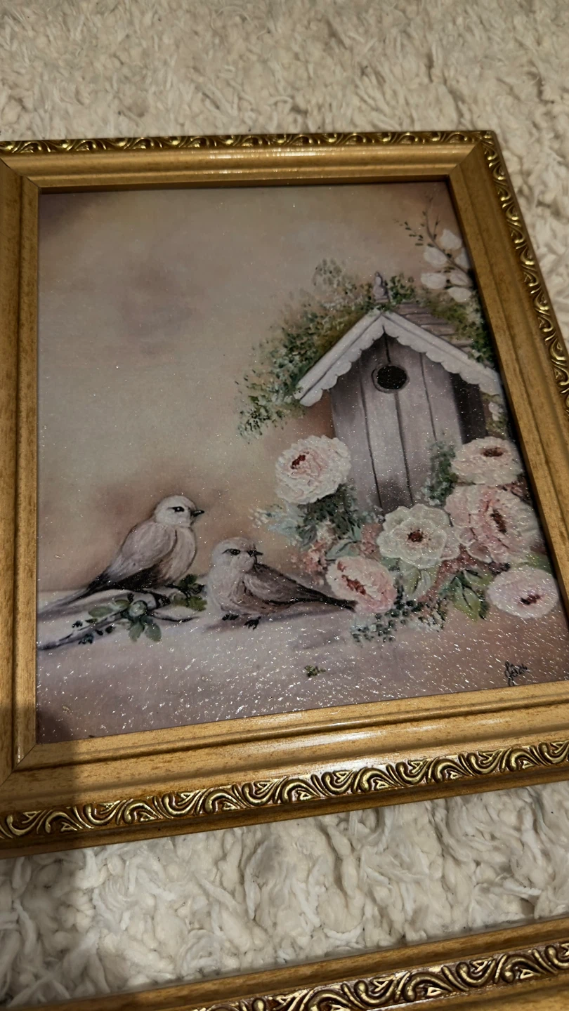 Framed Artwork - Set of 5 Vintage Floral & Bird Prints - photo 2