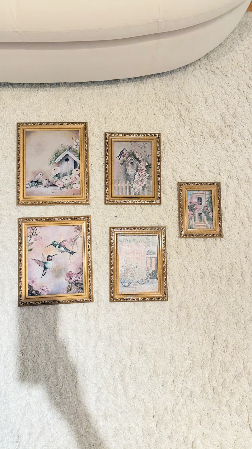 Framed Artwork - Set of 5 Vintage Floral & Bird Prints