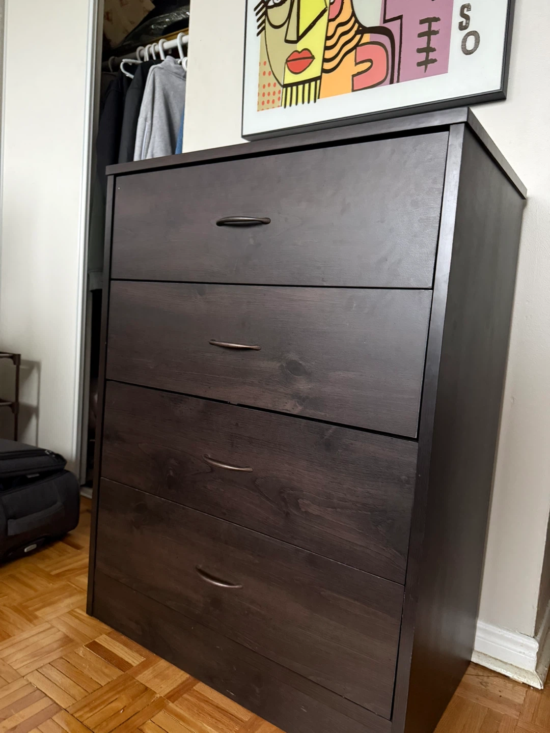 Dark Wood 4-Drawer Dresser (About waist high) - photo 2
