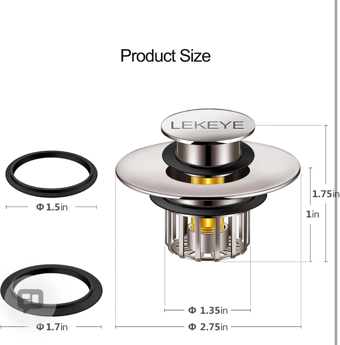LEKEYE Bathtub Drain Stopper Plug - photo 4