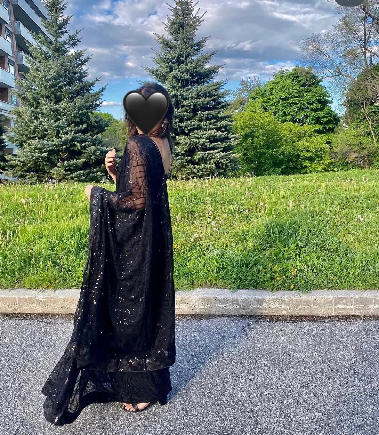 Black Sequin Saree