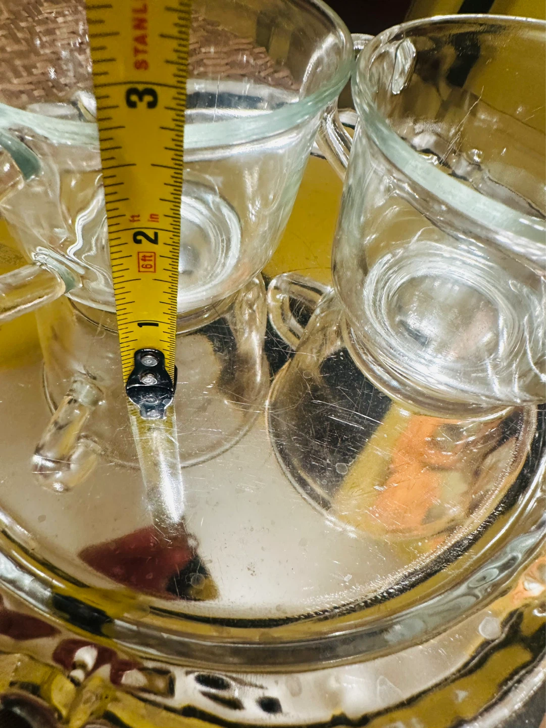 Set of 2 Clear Glass Tea Cups with Silver Tray - photo 5