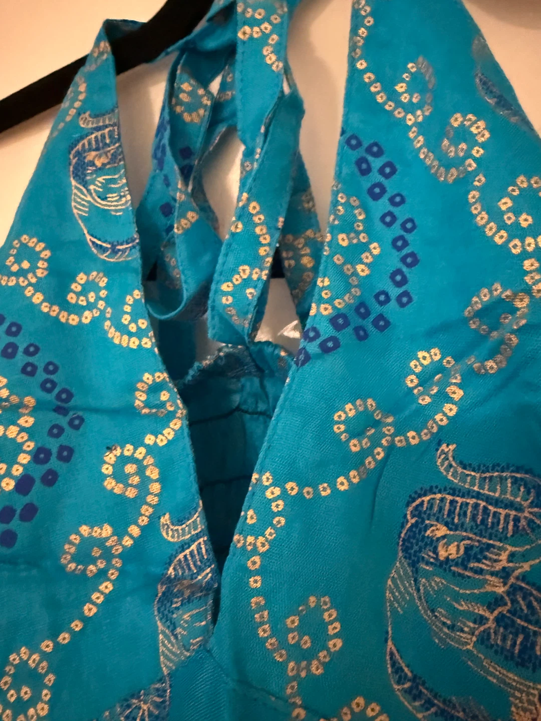 Turquoise Elephant Print Halter Top and Palazzo Pants Set - photo 3