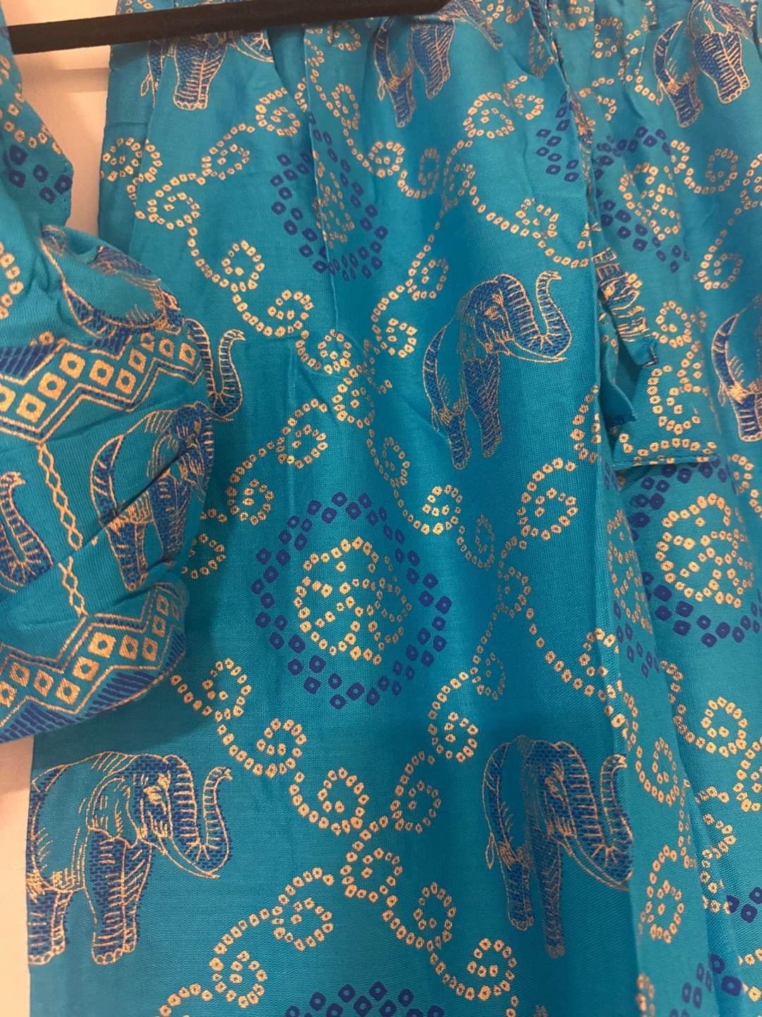 Turquoise Elephant Print Halter Top and Palazzo Pants Set - photo 2