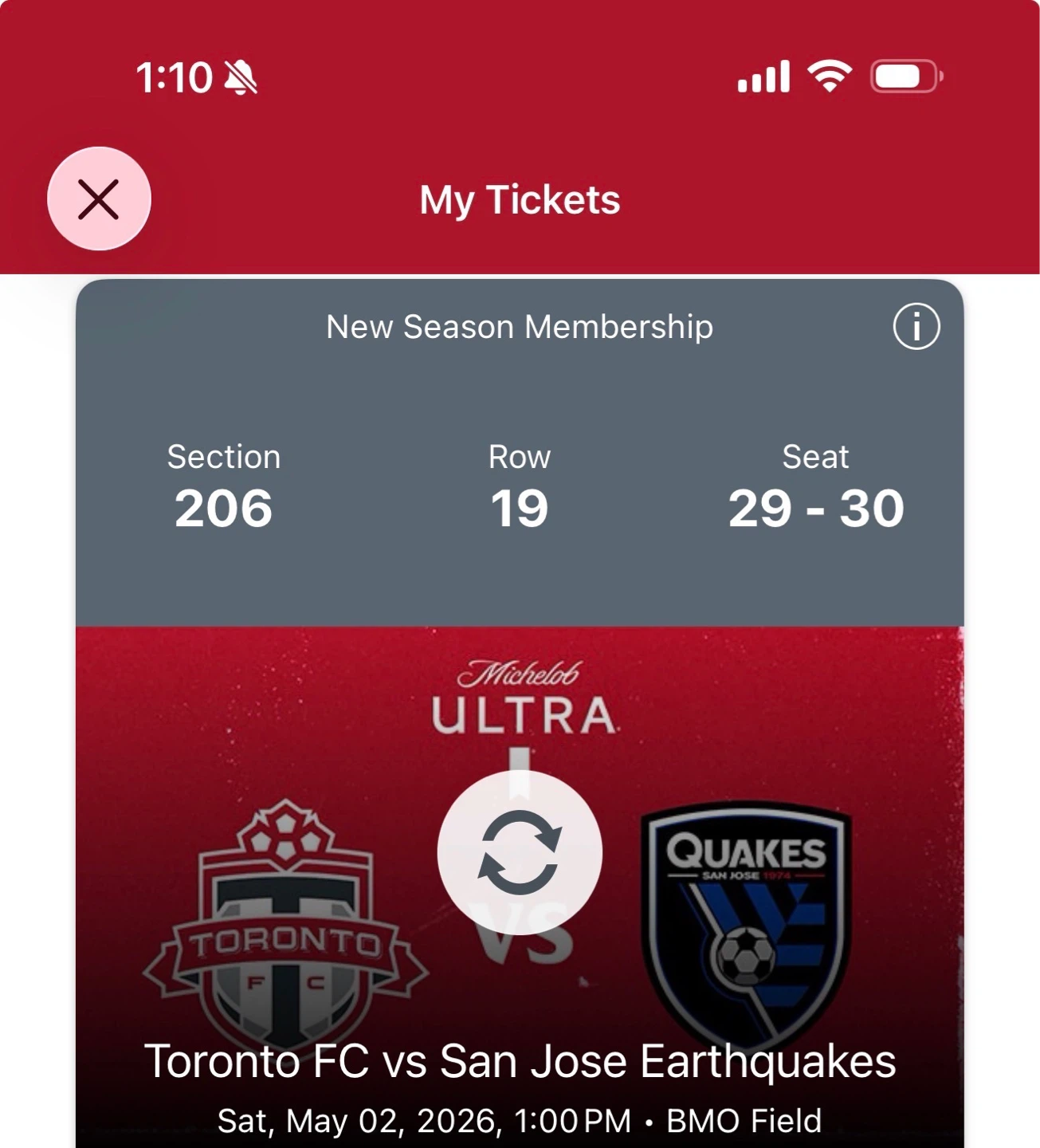 Toronto FC vs San Jose Earthquakes Tickets May 2, 2026