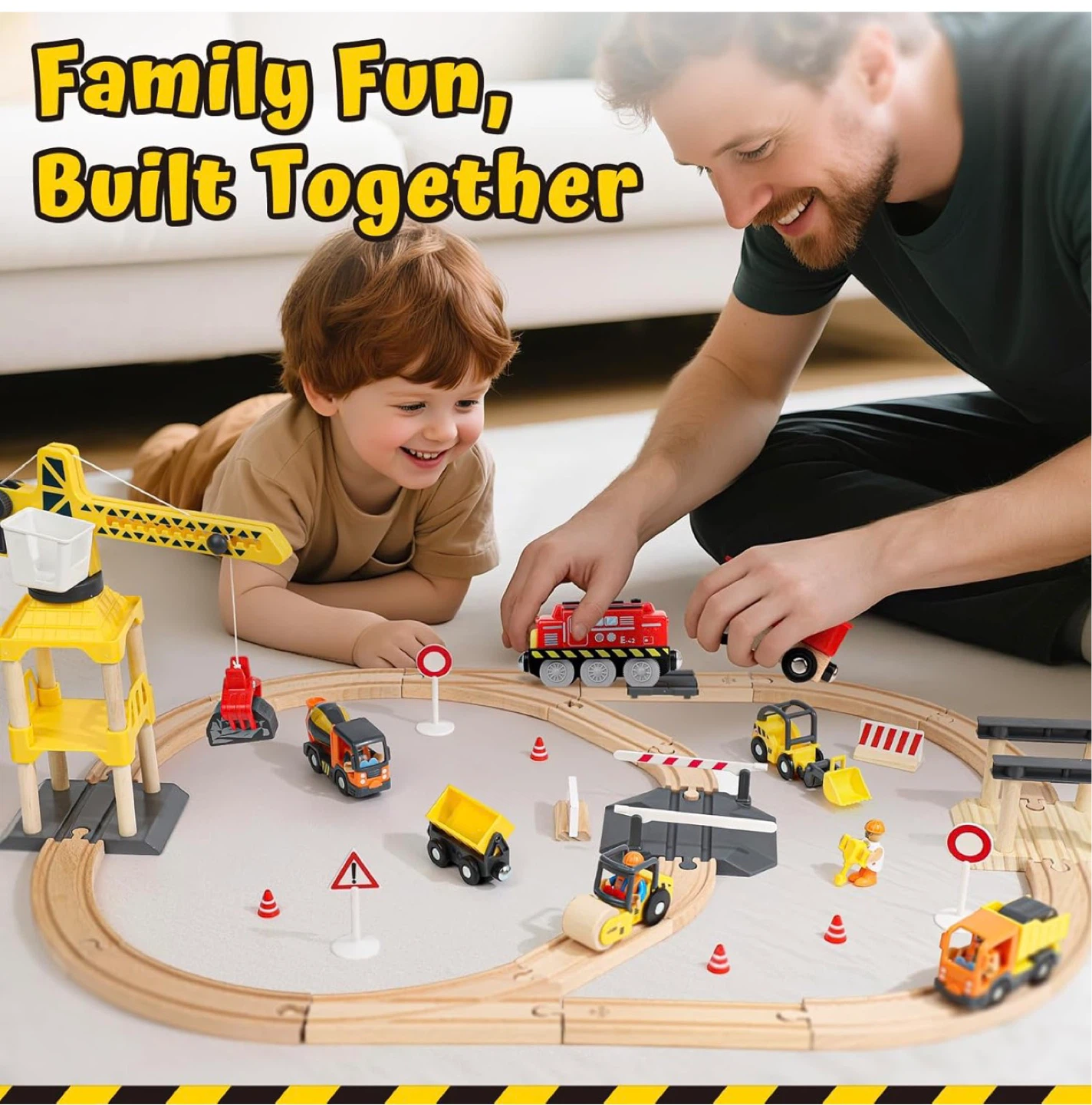 68 Piece Wooden Construction Train Tracks Set - photo 4