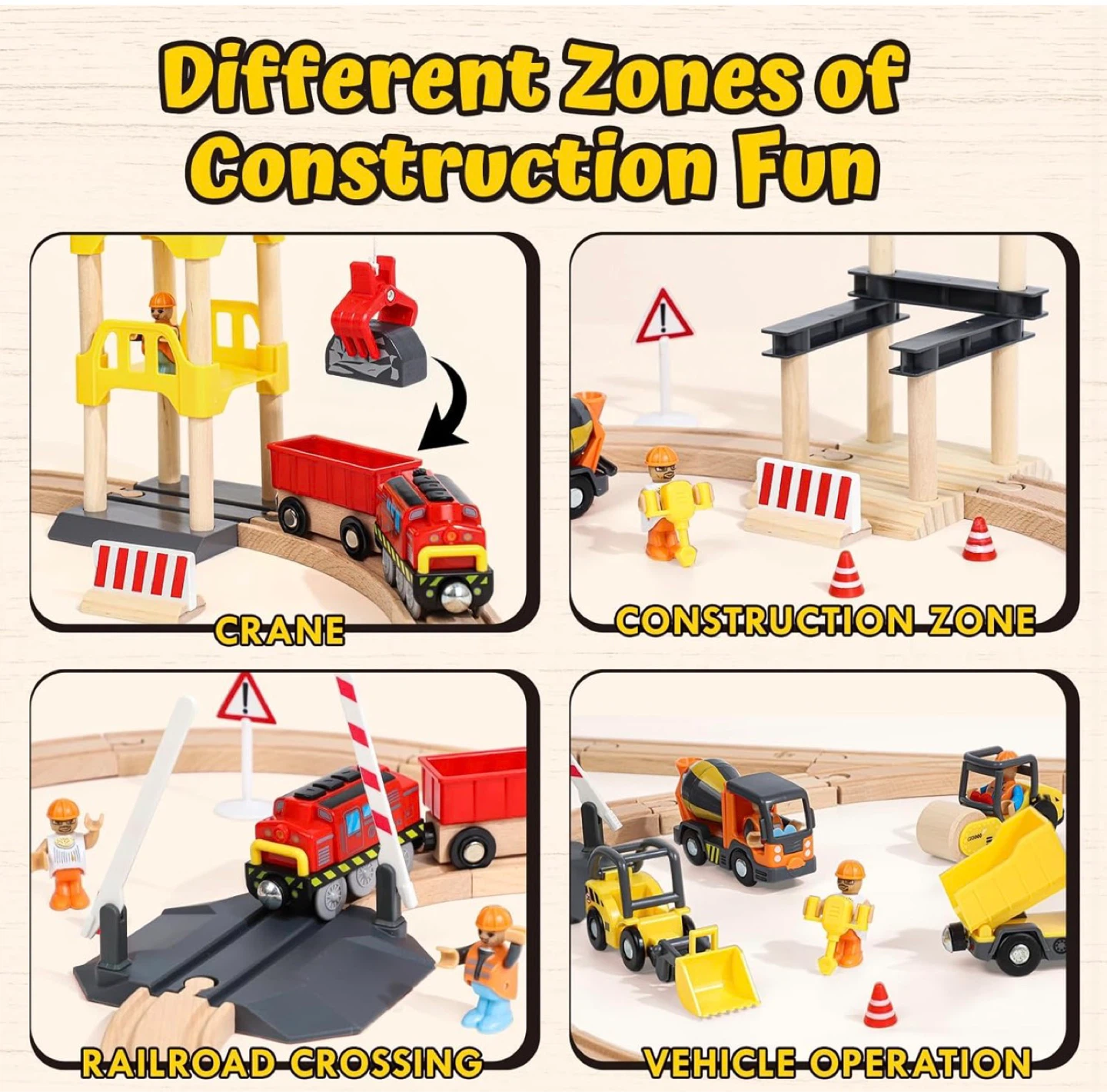 68 Piece Wooden Construction Train Tracks Set - photo 5