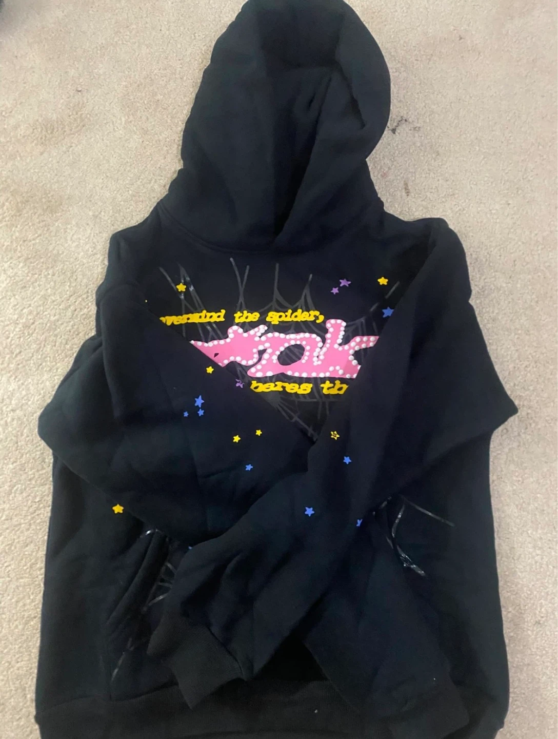Black & pink Sp5der Hoodie