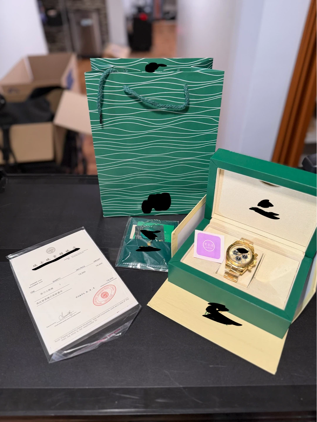Luxury Gold Chronograph Watch – Full Set