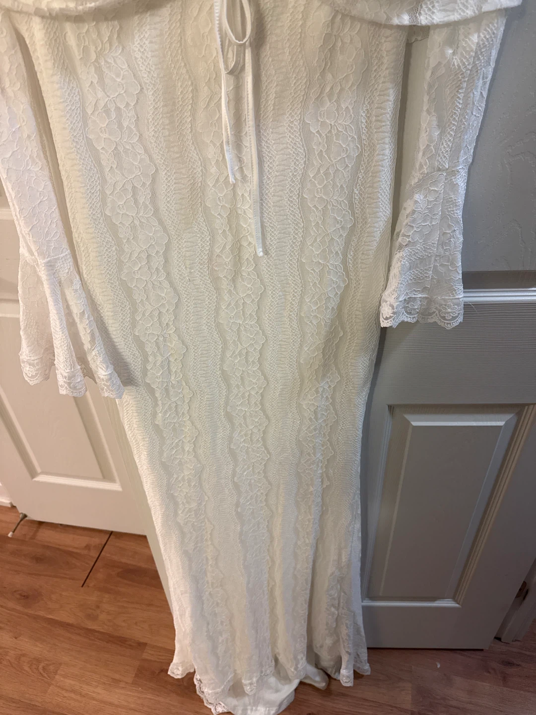 Maternity White Lace Off-the-Shoulder Maxi Dress - photo 2