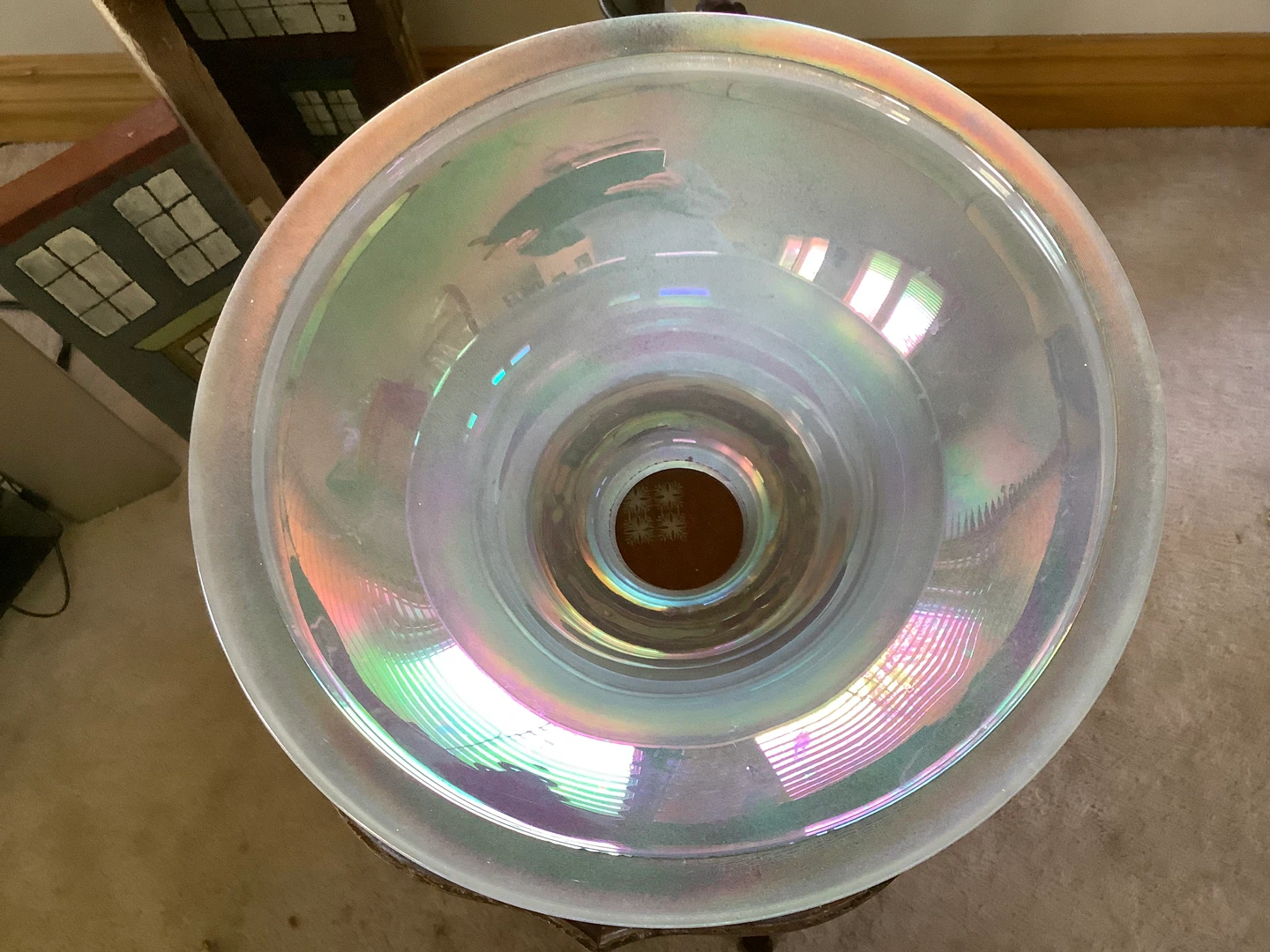 Vintage Frosted Iridescent Glass Lamp Shade 🐞