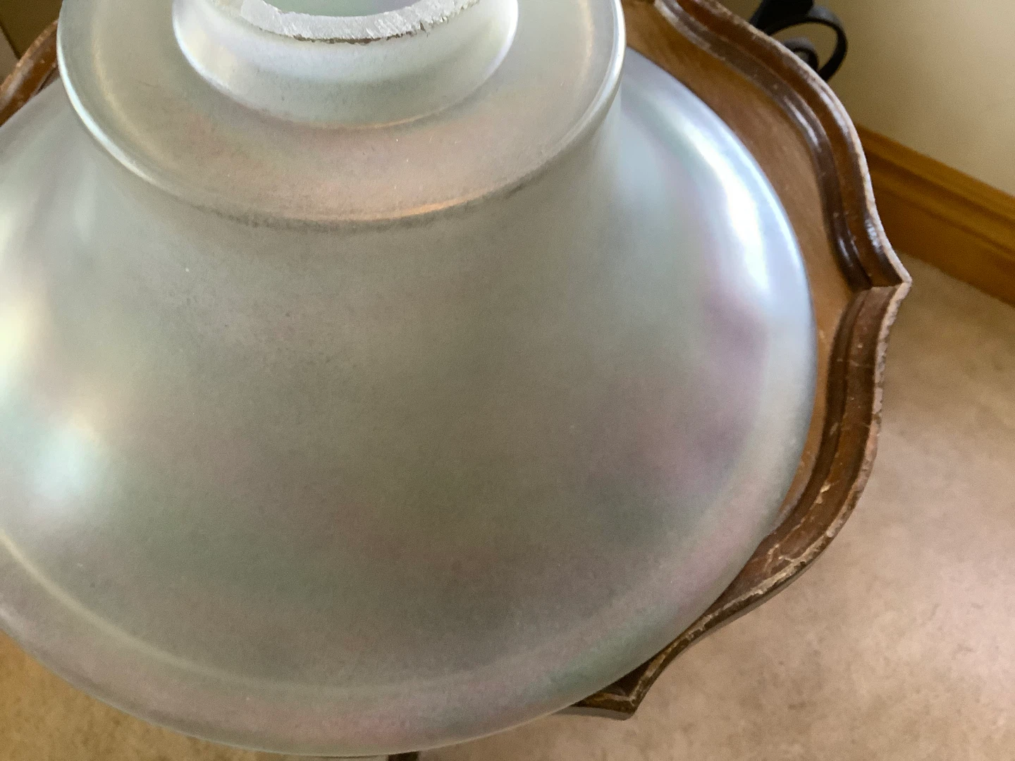 Vintage Frosted Iridescent Glass Lamp Shade 🐞 - photo 2