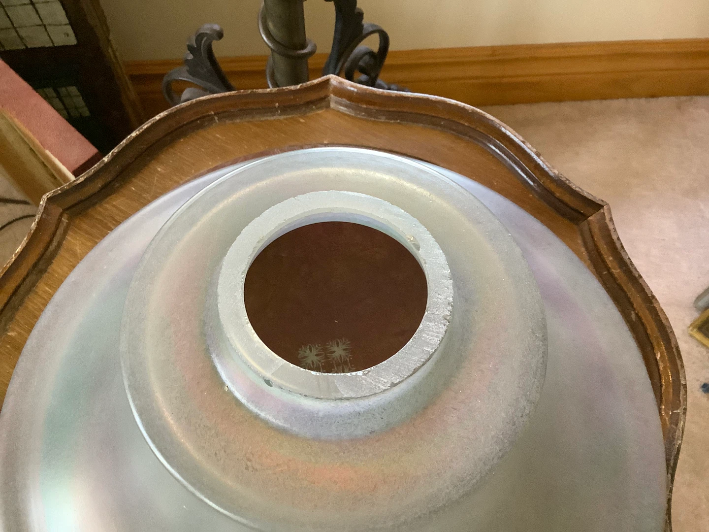 Vintage Frosted Iridescent Glass Lamp Shade 🐞 - photo 4