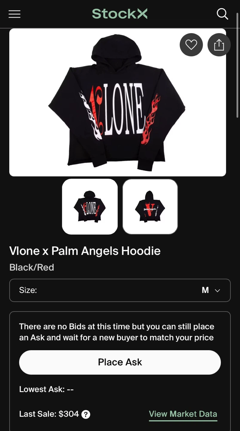 Vlone x Palm Angels Hoodie Black/Red Size M - photo 4