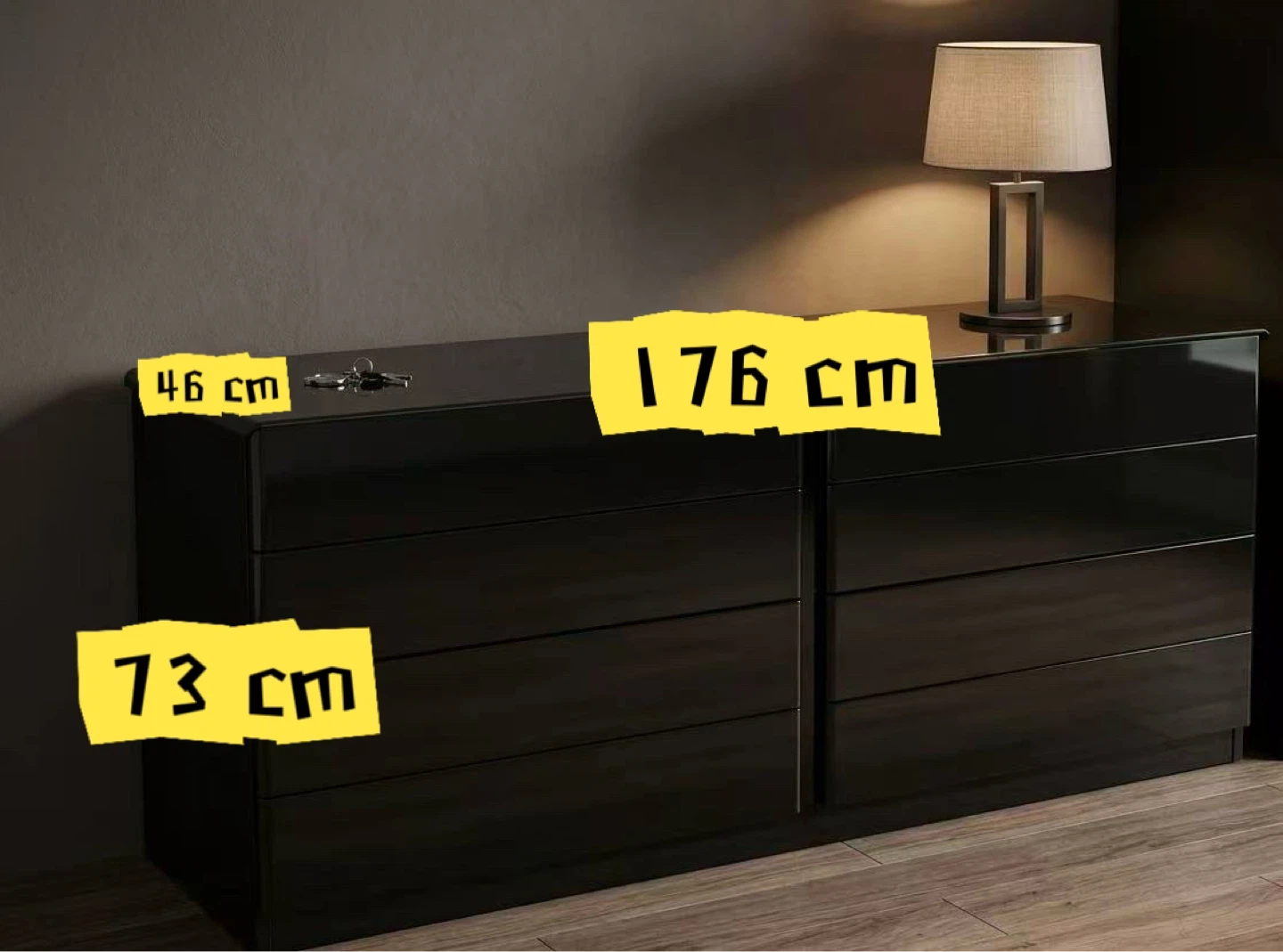 Black dresser with 6 drawers