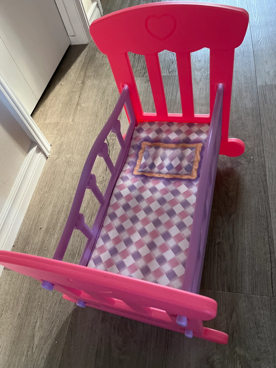 Pink and Purple Doll Cradle