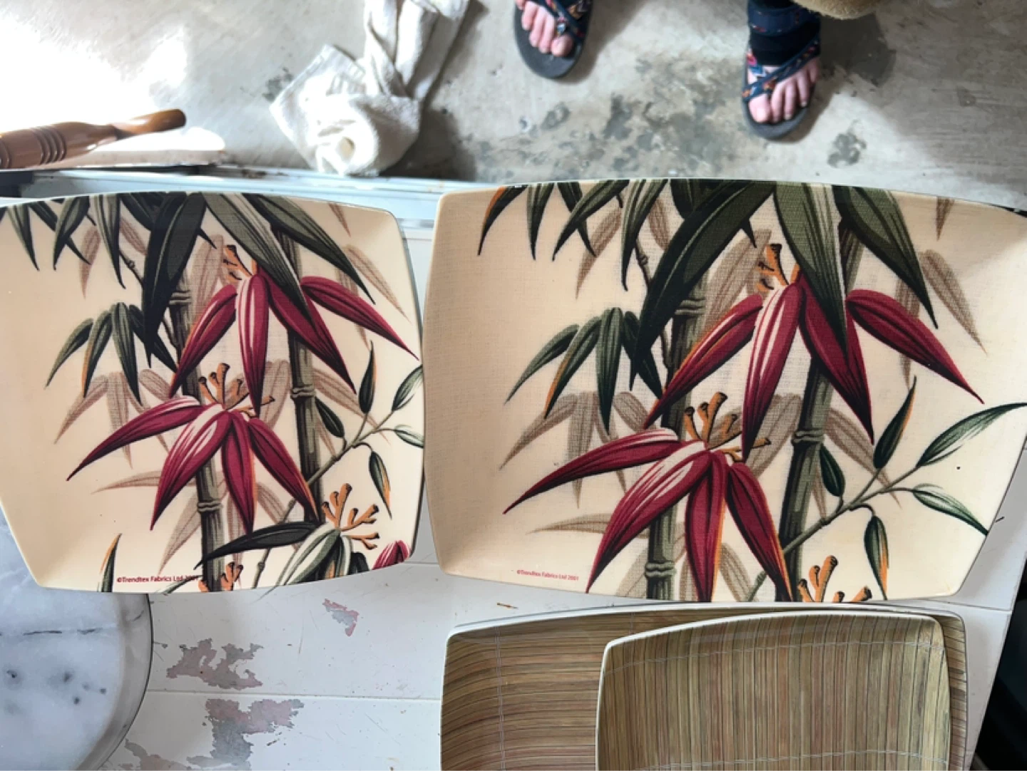 Set of 4 Bamboo Print Serving Platters - photo 2