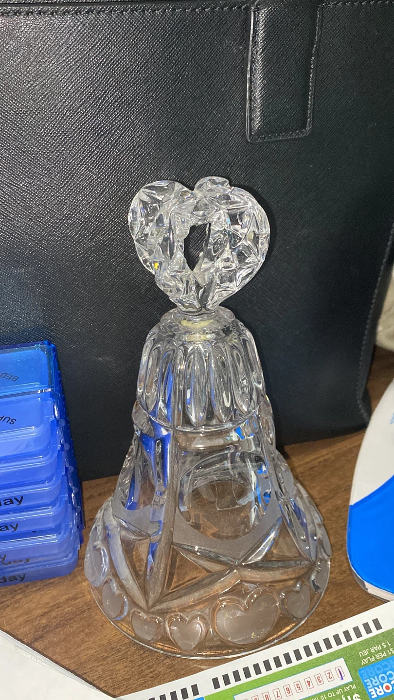 Crystal Glass Bell with Heart Handle. Bell is missing - photo 2