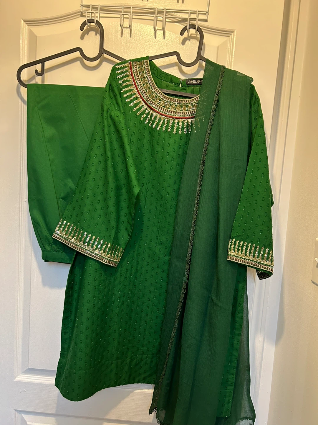 Limelight Green Embroidered 3 pcs dress - photo 2