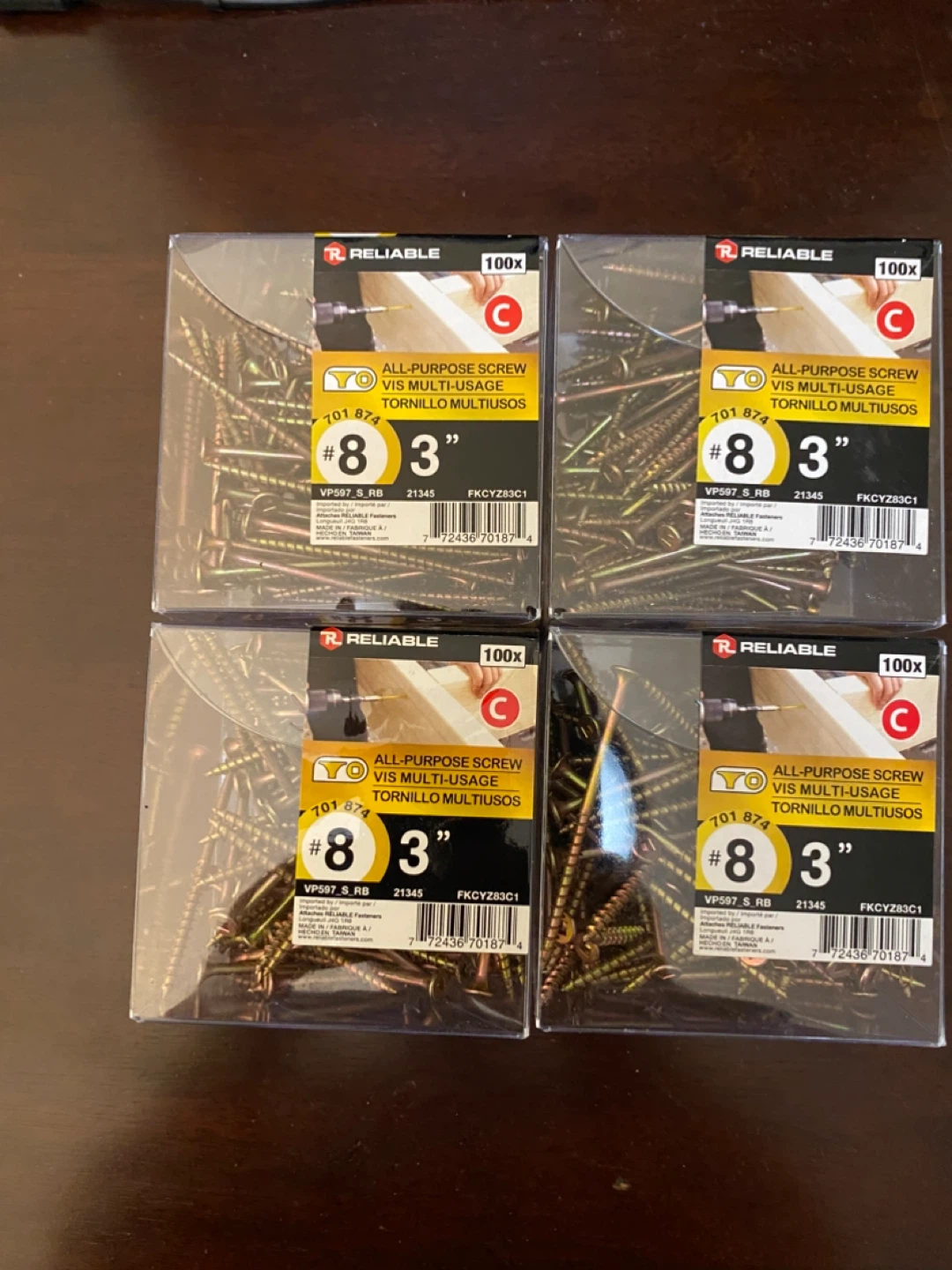 Reliable All-Purpose Screws #8 x 3" (400 count)