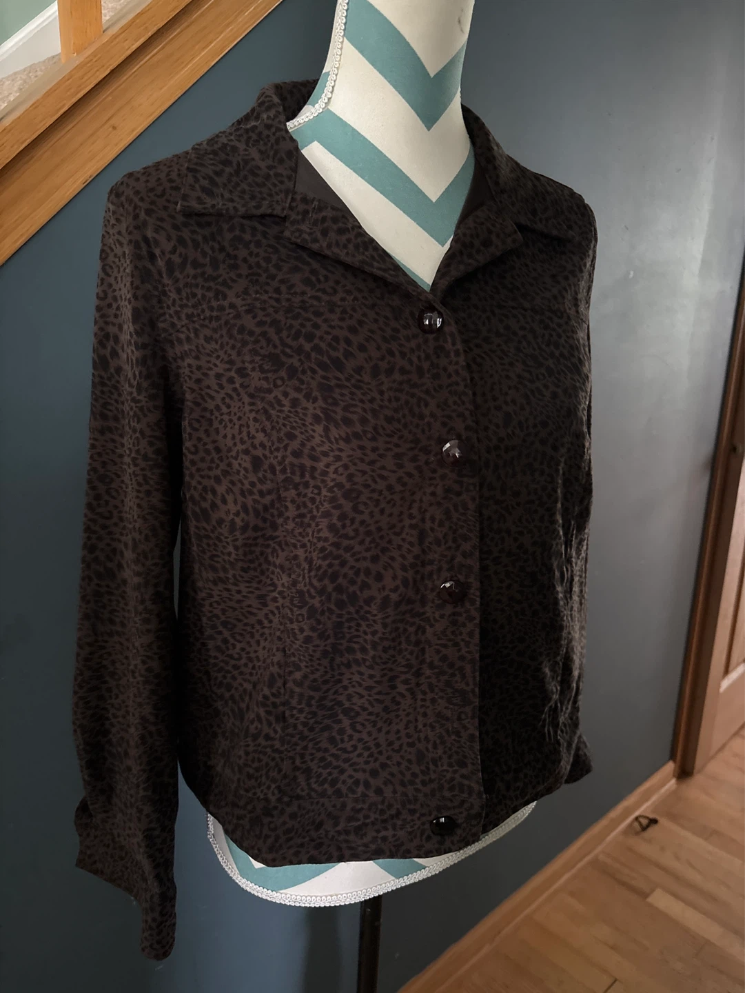 Breckenridge Petite Button-Up Animal Print Blouse