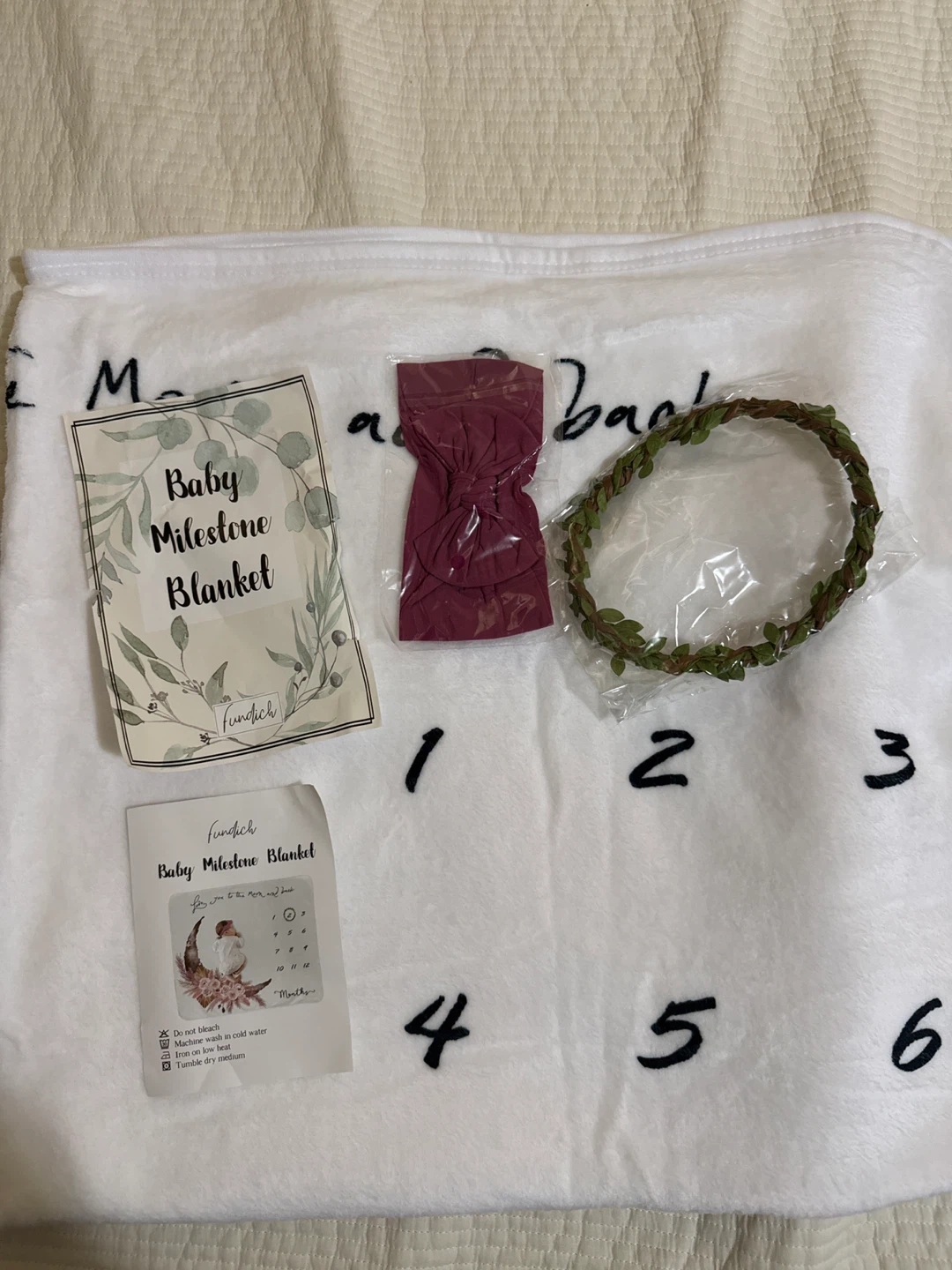 Fundach Baby Milestone Blanket with Headband