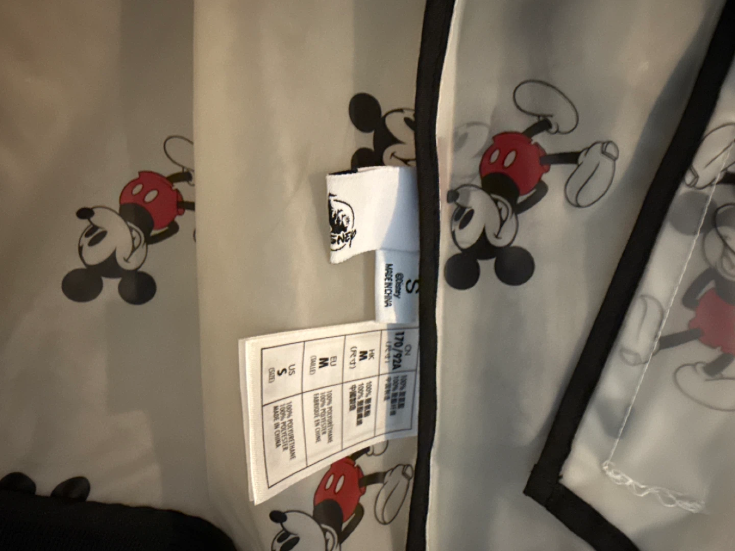 Disney Mickey Mouse Clear Rain Jacket Size S - photo 3