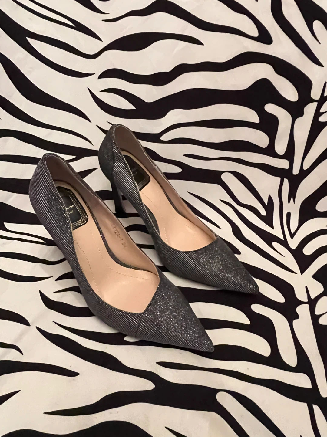 🖤 Christian Dior high-heeled pumps grey glitter finish womens
