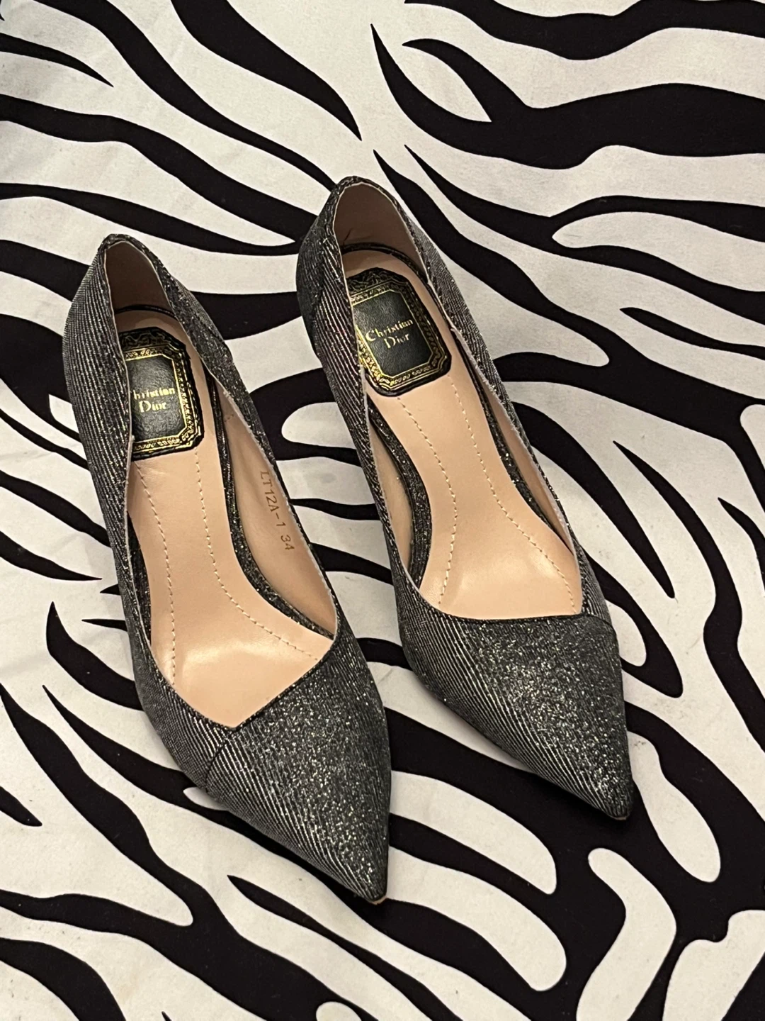 🖤 Christian Dior high-heeled pumps grey glitter finish womens - photo 4
