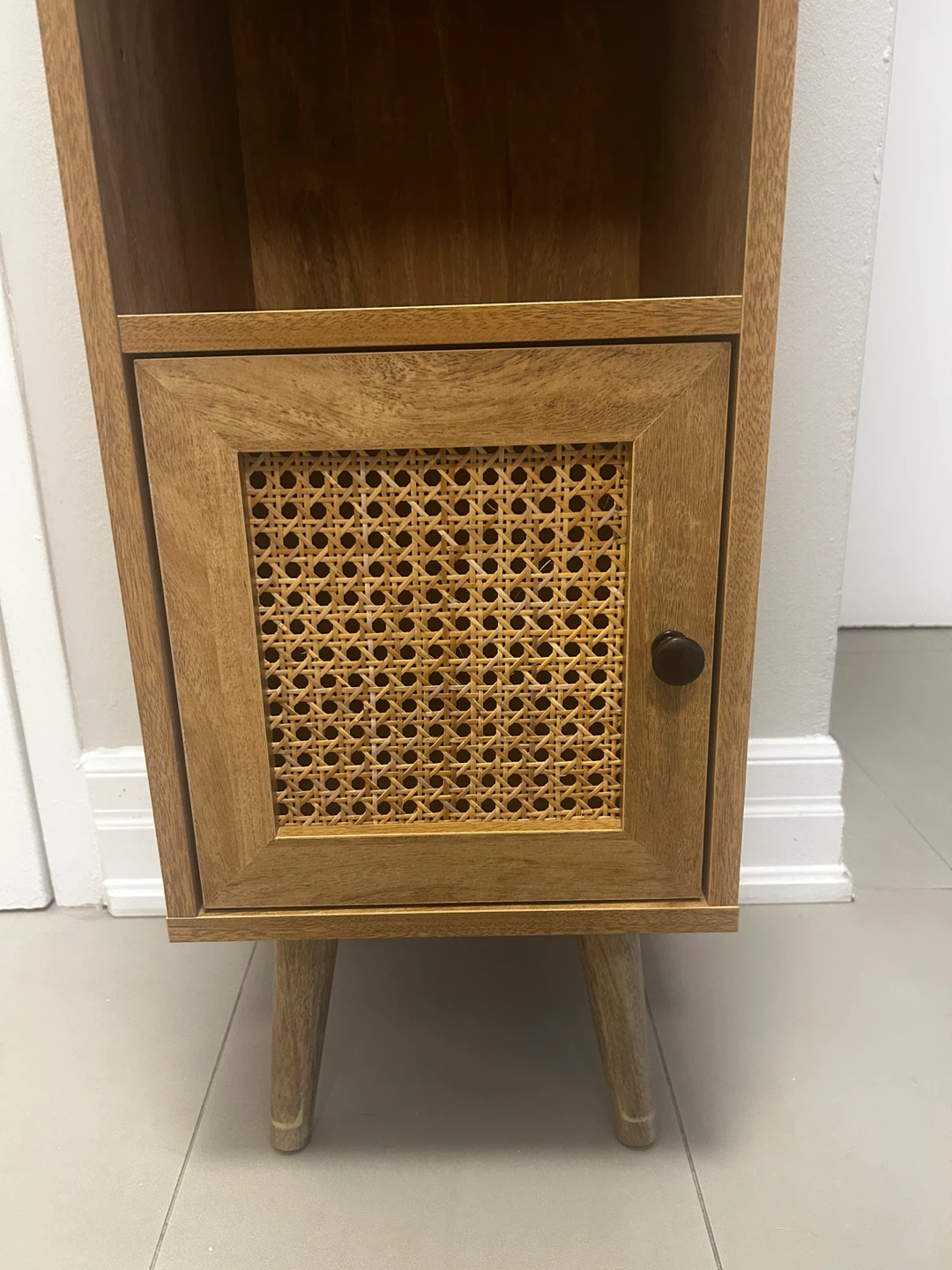 Tall Bookshelf with Rattan Door - photo 2