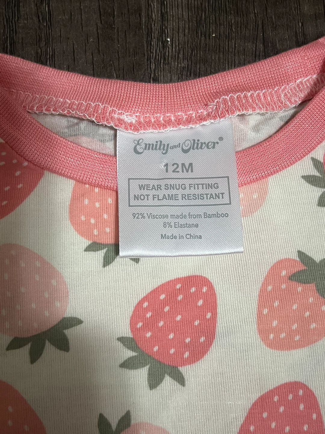 Emily and Oliver 12M Pajama Set - Strawberry & Floral - photo 2