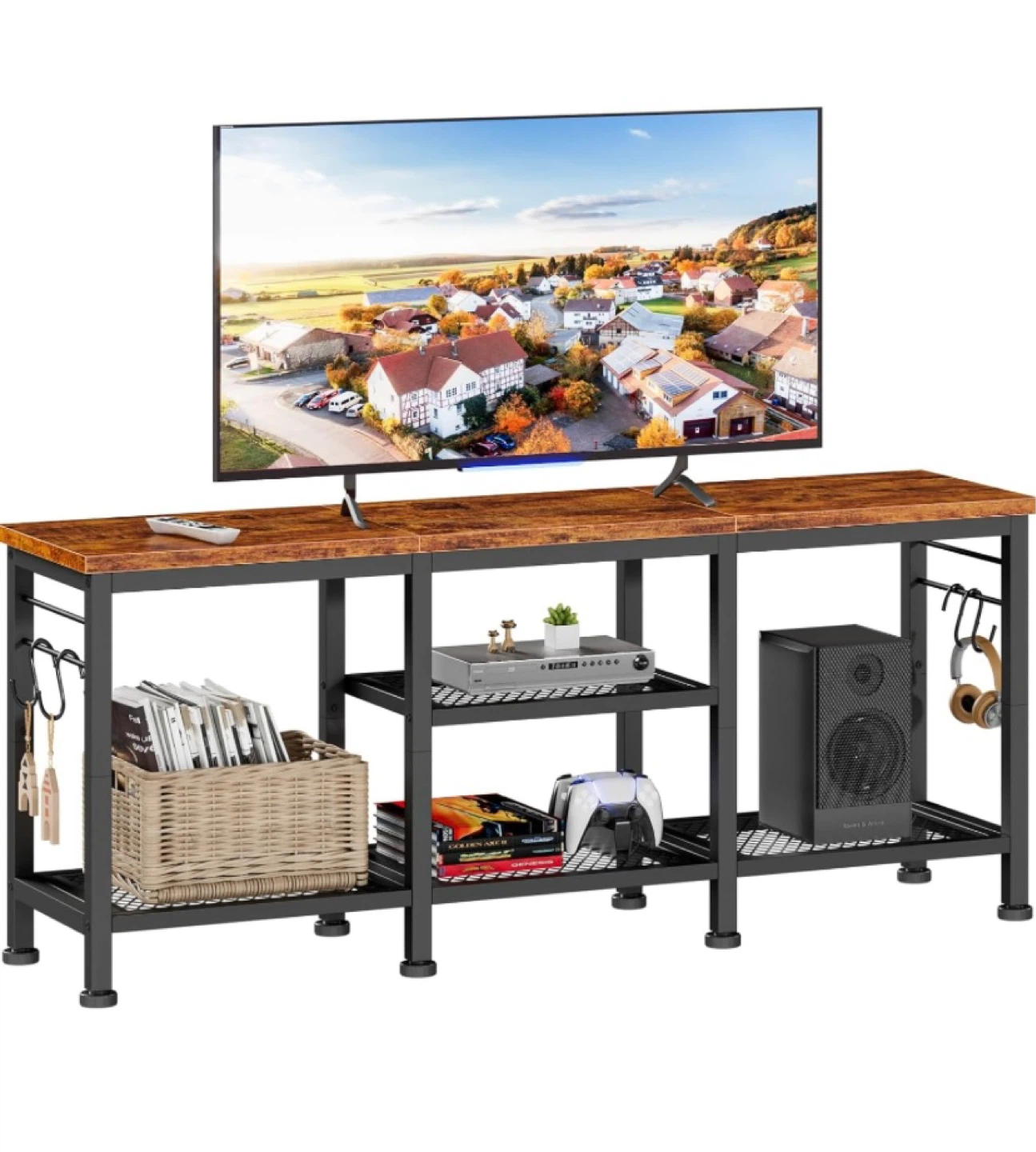 Rustic Wood TV Stand Entertainment Center - photo 2