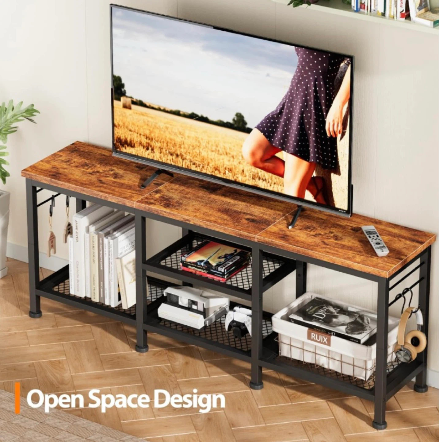 Rustic Wood TV Stand Entertainment Center - photo 5