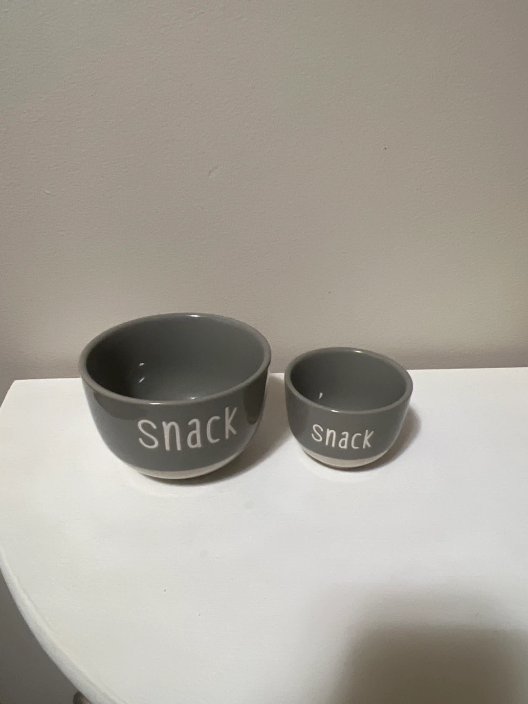 Set of 2 Grey "Snack" Ceramic Bowls